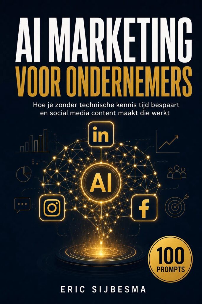 Omslag van het boek AI Marketing voor Ondernemers, 100 kant-en-klare prompts